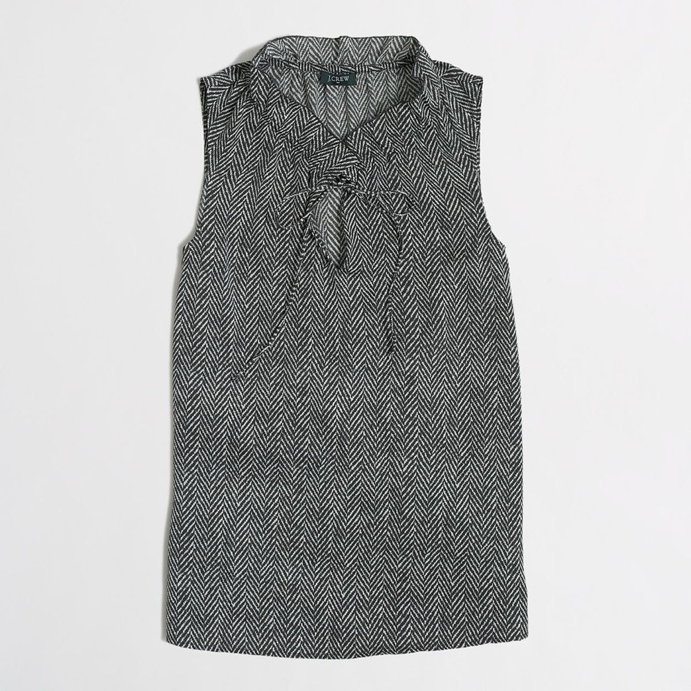 J. Crew Black and White Herringbone Blouse